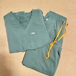 Figs Women’s Olive Jogger Pants with Orange Drawstring